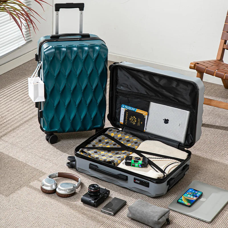 Wavy Line Luggage Rolling Suitcase 17-25 Inch Large Capacity Wheel Travel Bag Fashionable Travel Bag Wheel Suitcase Suitcase